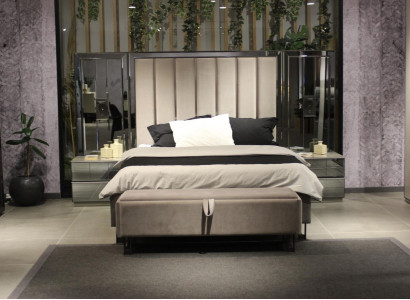 Bett 2x Nachttische Bank Design Schlafzimmer Set 4tlg Luxus Möbel Neu